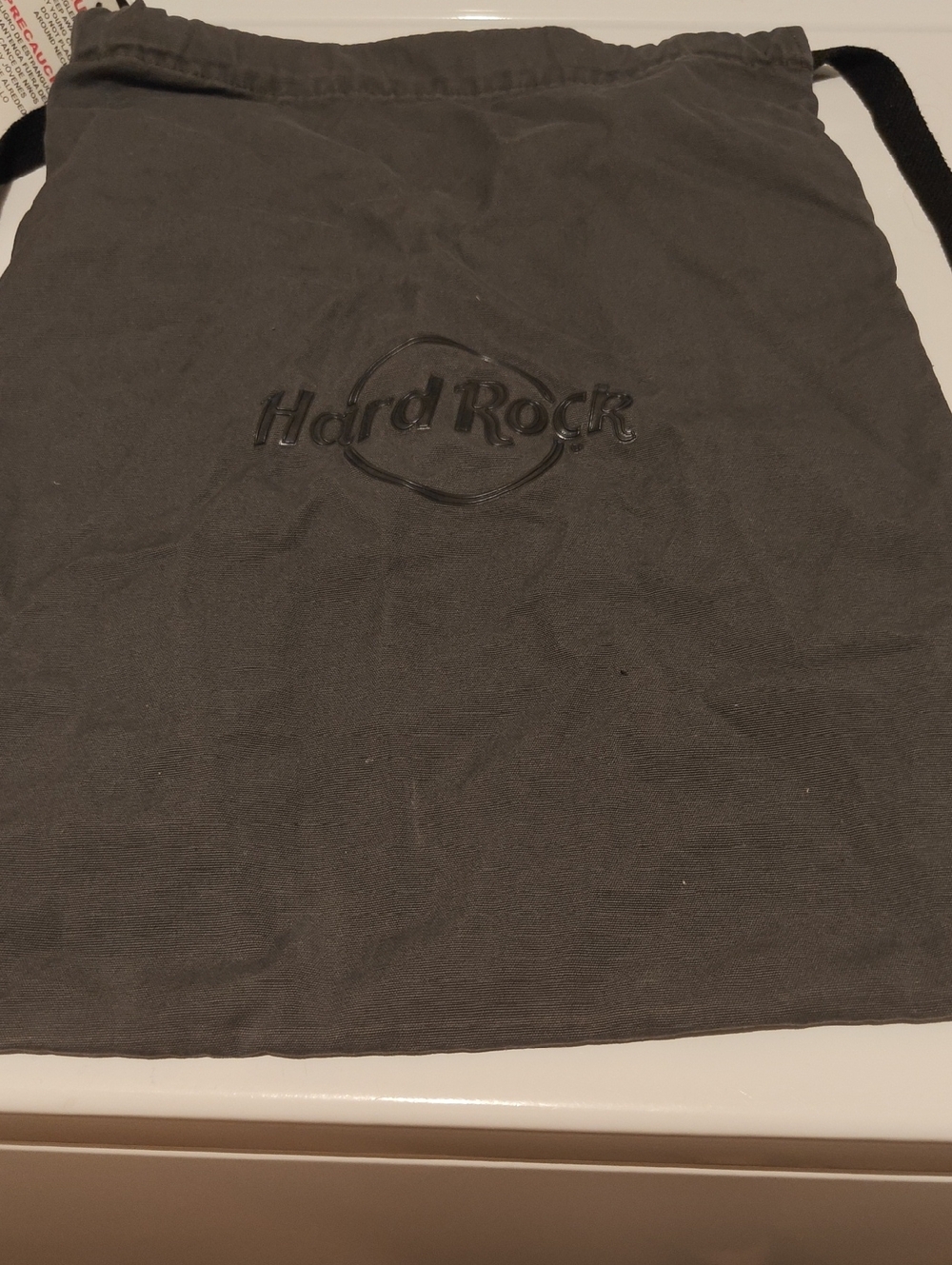 Hard Rock Cafe Gray Drawstring Tote with Red & Yellow Tag